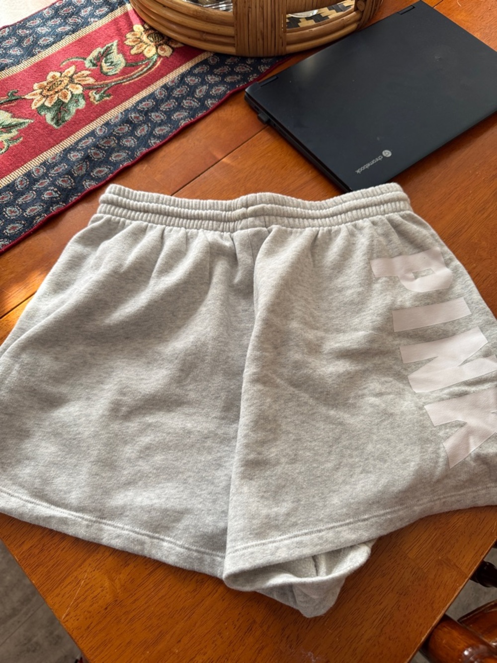 PINK Victoria's Secret Heather Gray Athletic Lounge Shorts with White Logo